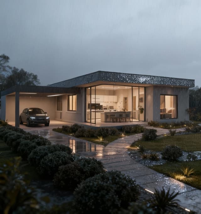 Rendering an einem Regentag